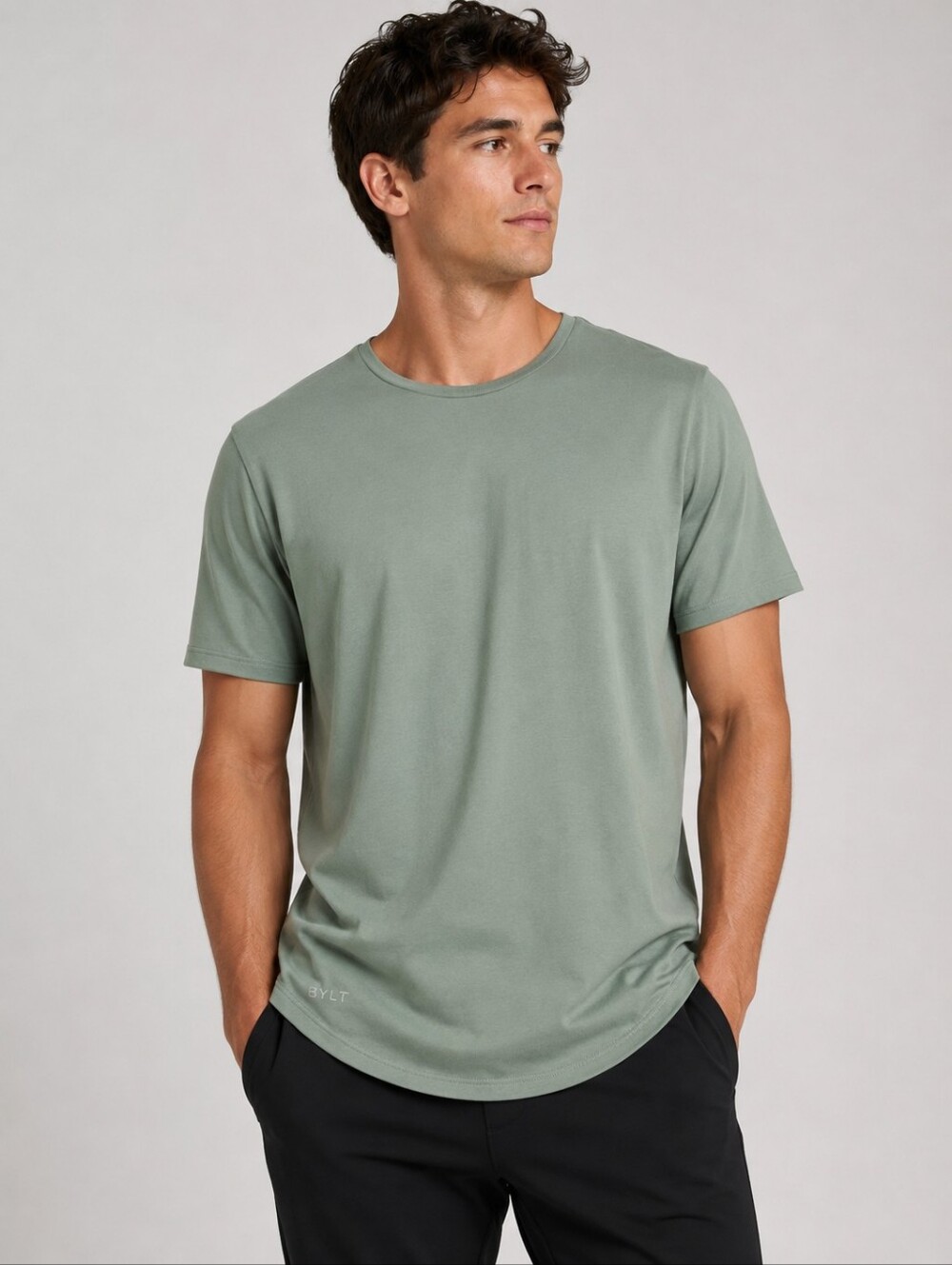 BYLT Premium Basics Drop Cut Lux Tee Sage Green Large